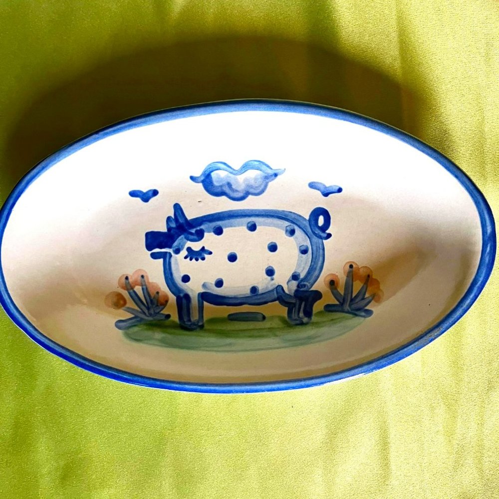 Vintage M.A. Hadley Pig Dish 9.5"x5.5"